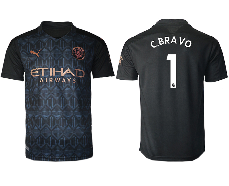 Men 2020-2021 club Manchester City away aaa version #1 black Soccer Jerseys->->Soccer Club Jersey
